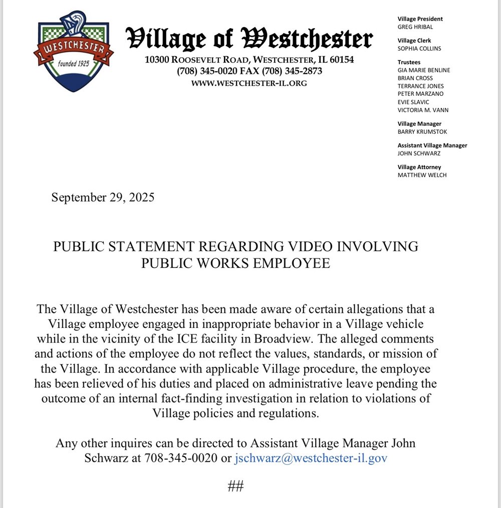 Public Statement Regarding Video Involving Public Works Employee