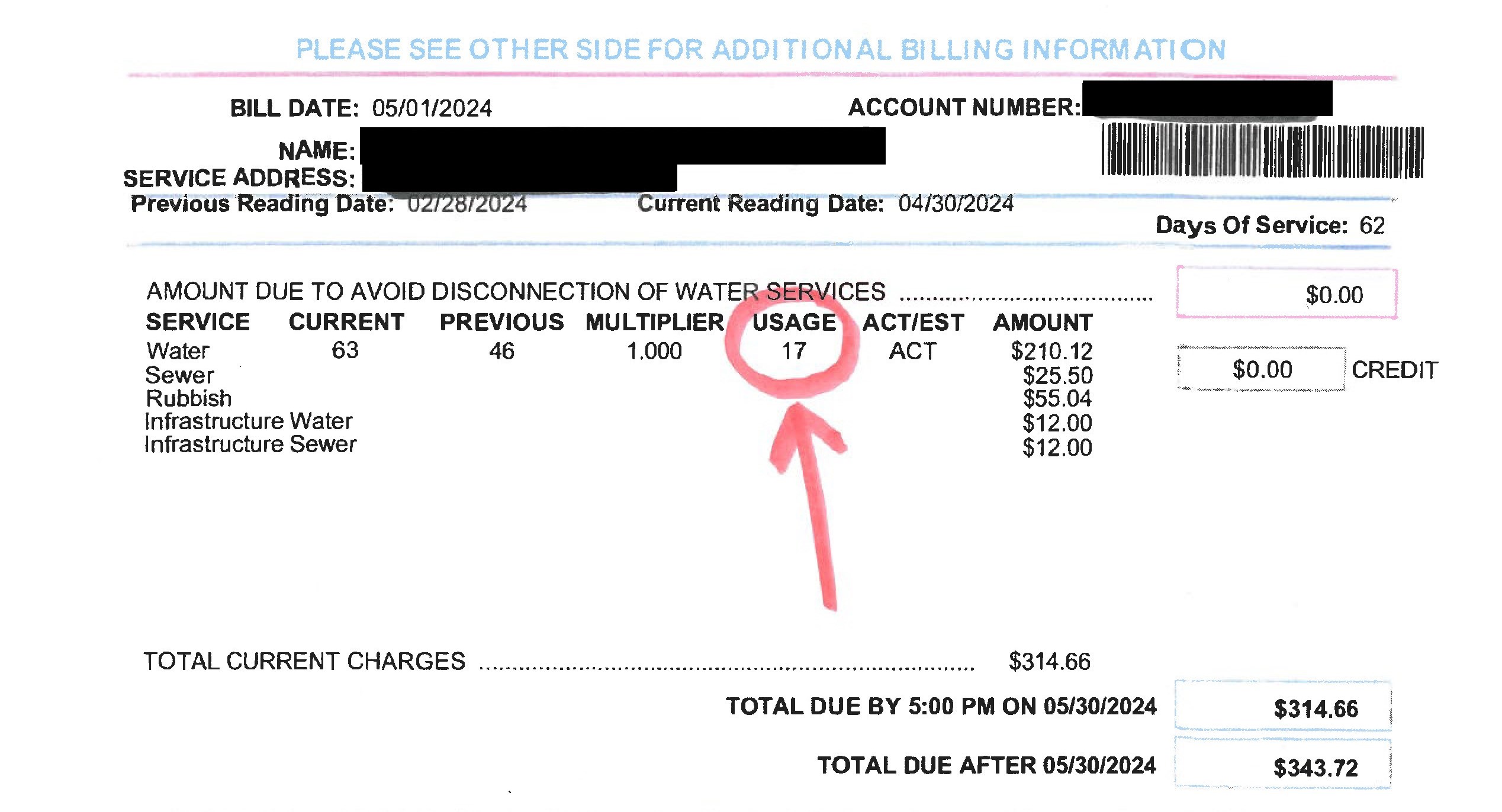 Sample Water Bill
